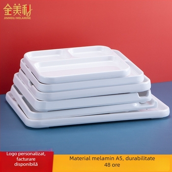 Platou dip din melamină pentru barbeque de la Kimmeli, pătrat, 3–4 compartimente, logo imprimat, personalizare disponibilă, finisaj subglazură, stil modern minimalist