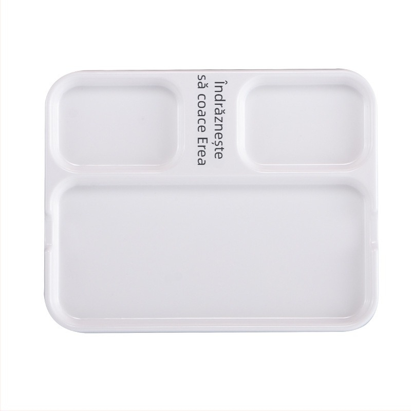 Platou dip din melamină pentru barbeque de la Kimmeli, pătrat, 3–4 compartimente, logo imprimat, personalizare disponibilă, finisaj subglazură, stil modern minimalist