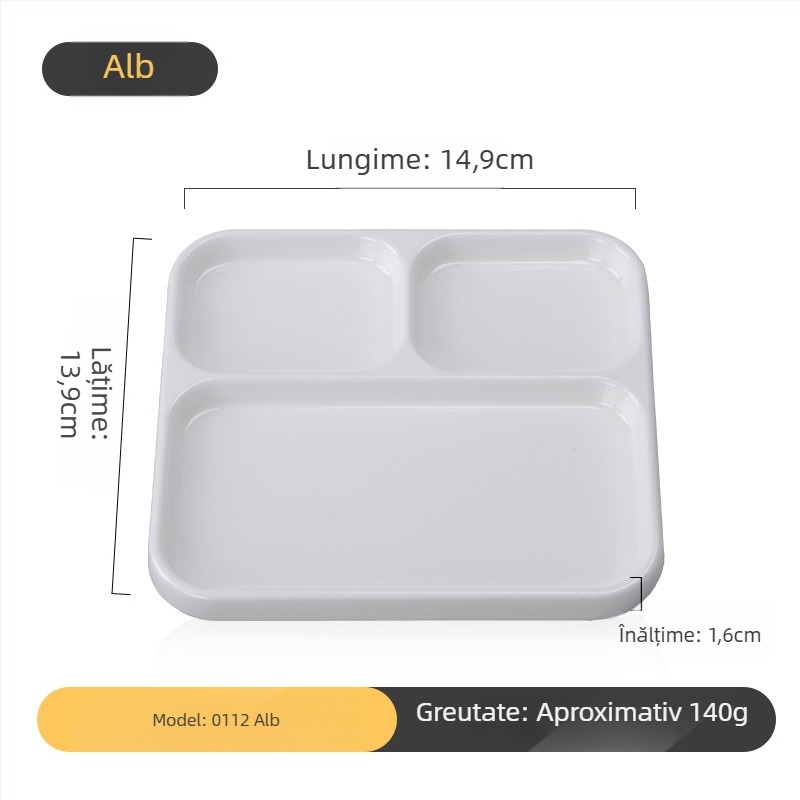 Platou dip din melamină pentru barbeque de la Kimmeli, pătrat, 3–4 compartimente, logo imprimat, personalizare disponibilă, finisaj subglazură, stil modern minimalist