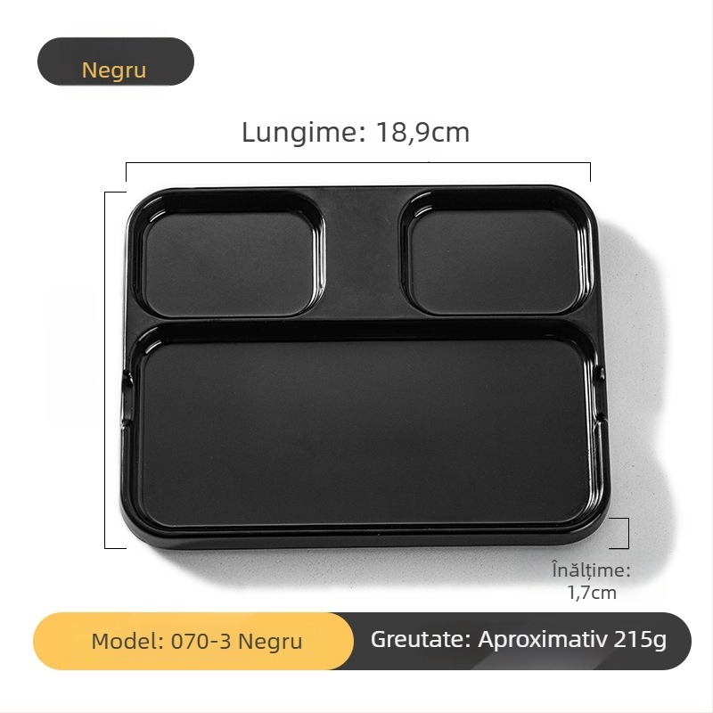 Platou dip din melamină pentru barbeque de la Kimmeli, pătrat, 3–4 compartimente, logo imprimat, personalizare disponibilă, finisaj subglazură, stil modern minimalist