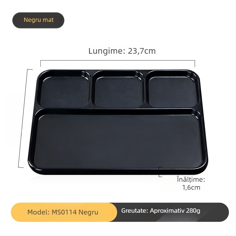 Platou dip din melamină pentru barbeque de la Kimmeli, pătrat, 3–4 compartimente, logo imprimat, personalizare disponibilă, finisaj subglazură, stil modern minimalist