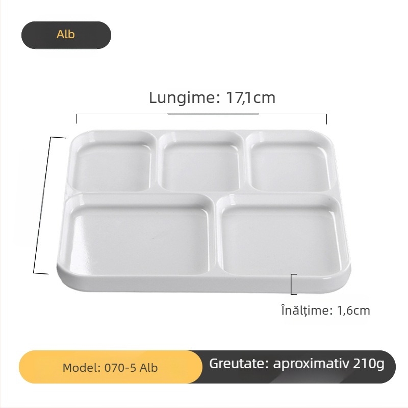 Platou dip din melamină pentru barbeque de la Kimmeli, pătrat, 3–4 compartimente, logo imprimat, personalizare disponibilă, finisaj subglazură, stil modern minimalist