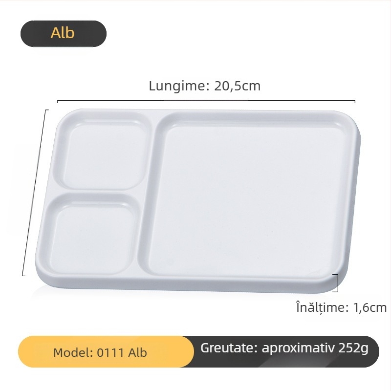 Platou dip din melamină pentru barbeque de la Kimmeli, pătrat, 3–4 compartimente, logo imprimat, personalizare disponibilă, finisaj subglazură, stil modern minimalist