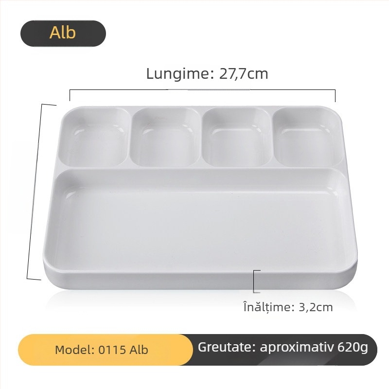 Platou dip din melamină pentru barbeque de la Kimmeli, pătrat, 3–4 compartimente, logo imprimat, personalizare disponibilă, finisaj subglazură, stil modern minimalist