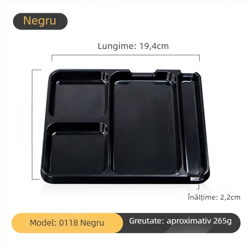 Platou dip din melamină pentru barbeque de la Kimmeli, pătrat, 3–4 compartimente, logo imprimat, personalizare disponibilă, finisaj subglazură, stil modern minimalist