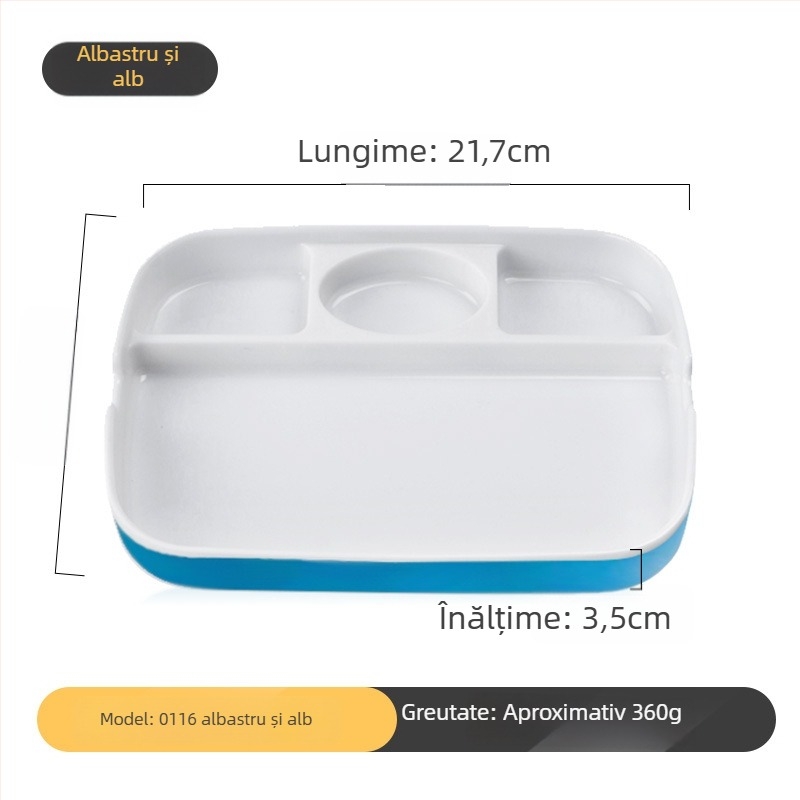 Platou dip din melamină pentru barbeque de la Kimmeli, pătrat, 3–4 compartimente, logo imprimat, personalizare disponibilă, finisaj subglazură, stil modern minimalist