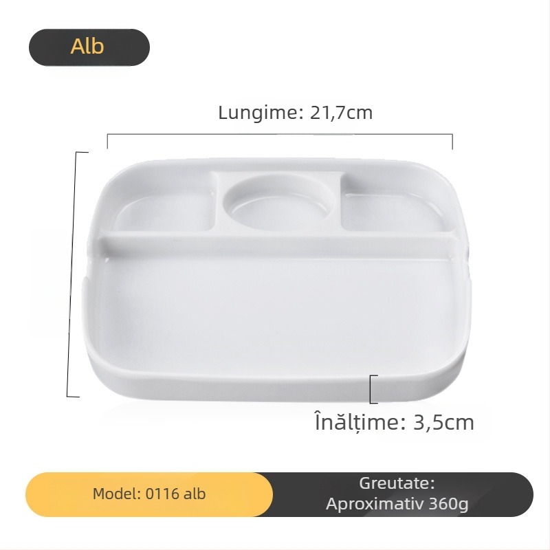 Platou dip din melamină pentru barbeque de la Kimmeli, pătrat, 3–4 compartimente, logo imprimat, personalizare disponibilă, finisaj subglazură, stil modern minimalist