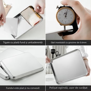 Tavă de abur dreptunghiulară din oțel inoxidabil 304 pentru Dim Sum și rulouri cu orez | bază plată, finisaj electroplatat, siglă imprimată