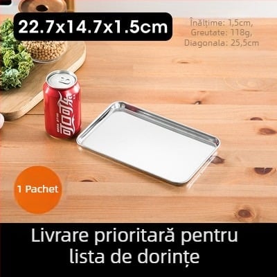 Tavă de abur dreptunghiulară din oțel inoxidabil 304 pentru Dim Sum și rulouri cu orez | bază plată, finisaj electroplatat, siglă imprimată