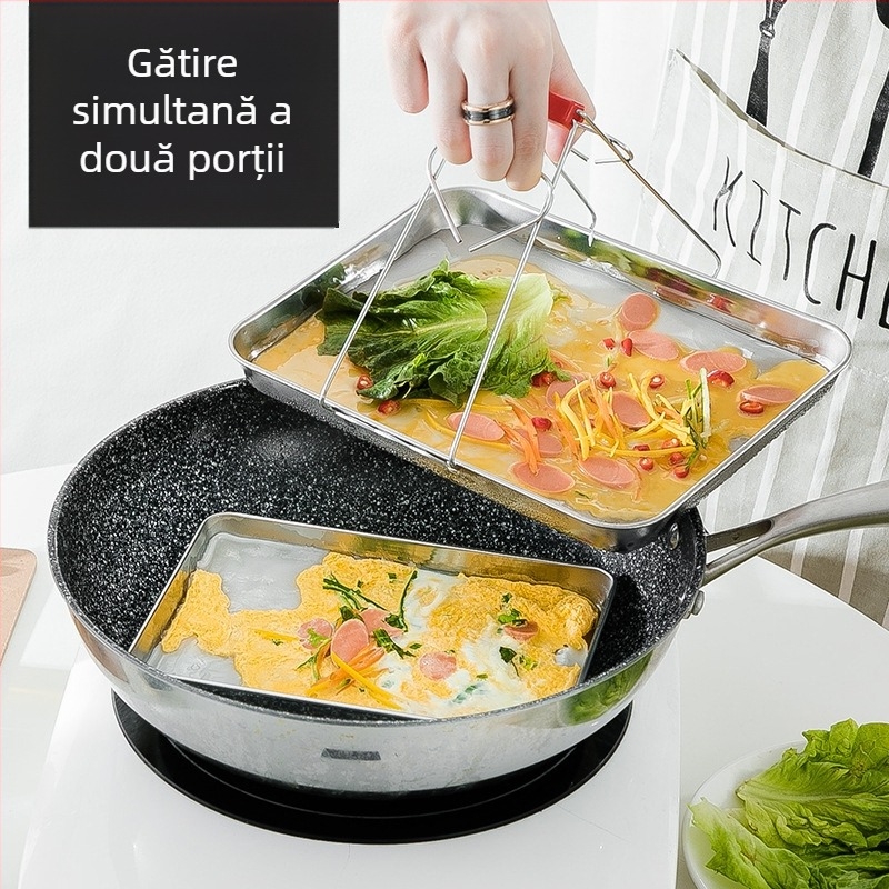 Tavă de abur dreptunghiulară din oțel inoxidabil 304 pentru Dim Sum și rulouri cu orez | bază plată, finisaj electroplatat, siglă imprimată