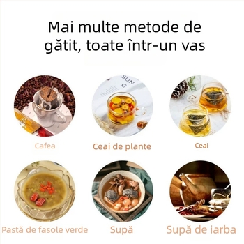 Ceainic electric din sticlă pentru decoct sănătos, Corbier KBE996A, 800W, 220V, thermostat electronic cu atingere, corp borosilikat, pentru 2–3 persoane