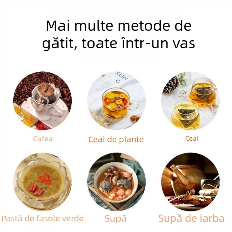 Ceainic electric din sticlă pentru decoct sănătos, Corbier KBE996A, 800W, 220V, thermostat electronic cu atingere, corp borosilikat, pentru 2–3 persoane