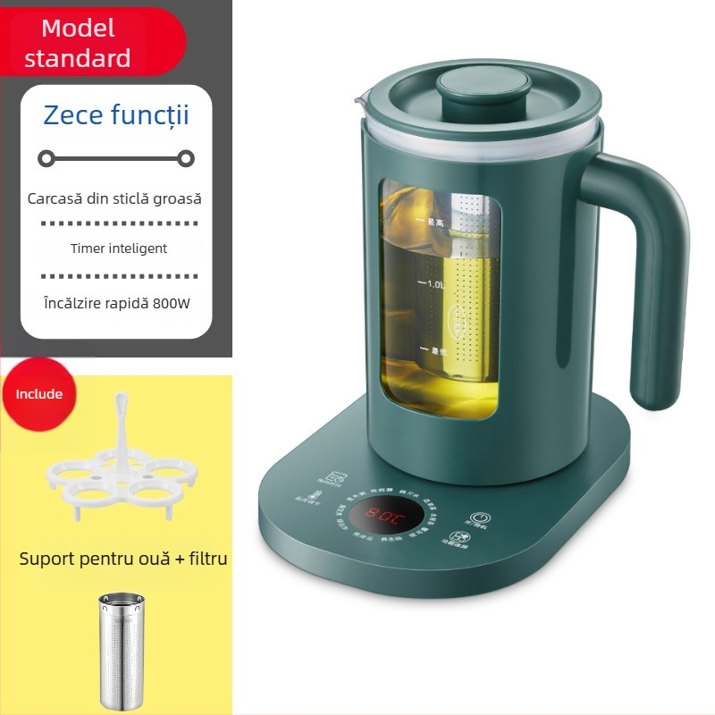 Ceainic electric din sticlă pentru decoct sănătos, Corbier KBE996A, 800W, 220V, thermostat electronic cu atingere, corp borosilikat, pentru 2–3 persoane