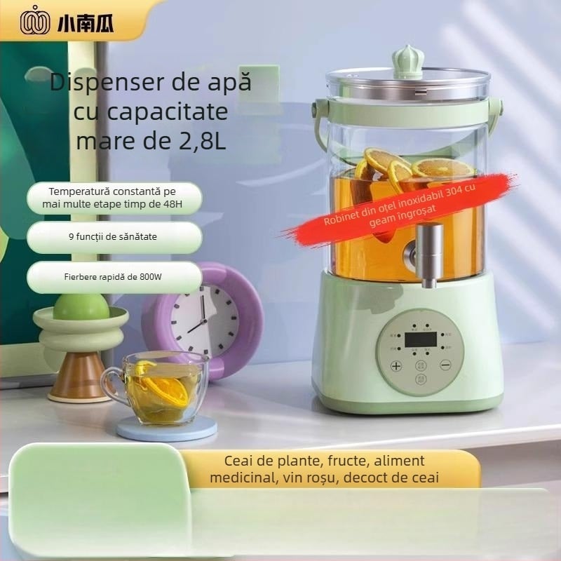 Ceainic electric pentru băuturi sănătoase, corp din sticlă borosilikată, 2–3 L, 800W, 220V, control prin atingere, termostat electronic, potrivit pentru peste 6 persoane