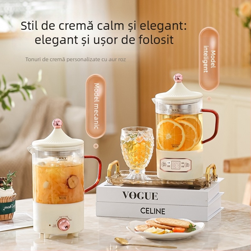 Health Pot oală electrică multifuncțională pentru gătit și ceai, destinat unui birou mic, 800 ml, 300 W, 220 V, Oprire automată, Protecție la supraîncălzire