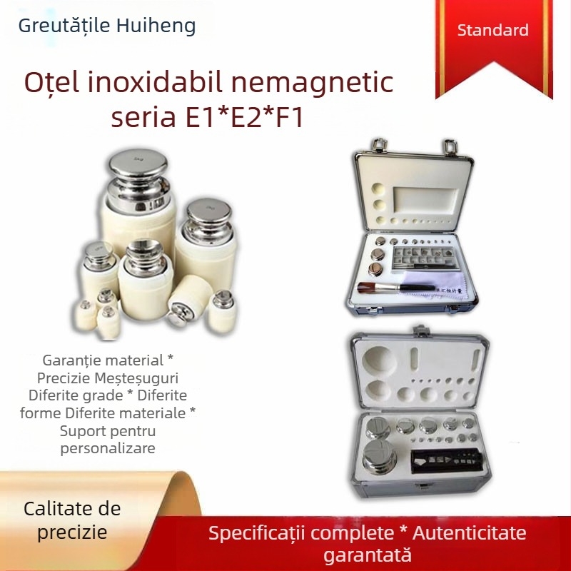Greutăți de calibrare din oțel inoxidabil, forme variate, model 200g-1mg, intervalul 200g-1mg, precizie E1/E2/F1/F2/M1, Huiheng
