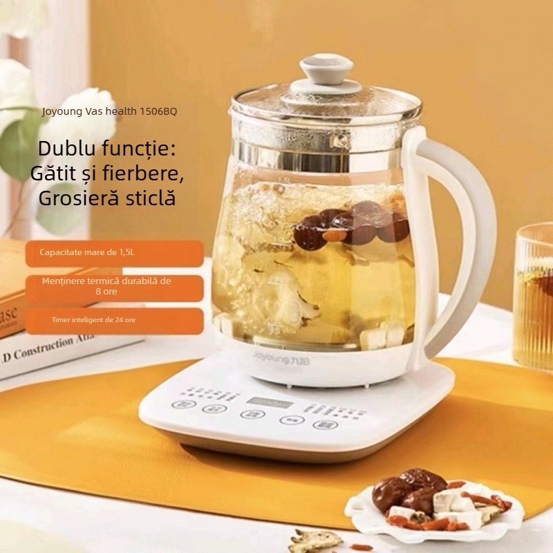 Jiuyang Oală de sănătate DGD1506BQ, capacitate 1-1.5 L, sticlă borosilicată, control tactile, termostat digital