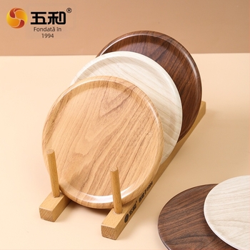 Placă rotundă de masă în stil chinezesc, cu textură lemnoasă, izolație, rezistentă la temperaturi înalte, anti-arzare