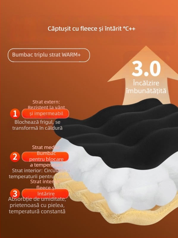 Pantaloni casual pentru bărbați, cu fleece pentru iarnă – croială dreaptă, talie medie, închidere cu șiret, 100% poliester