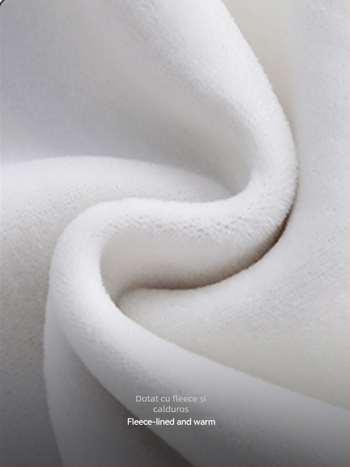 Pantaloni casual de stradă cu dungi contrastante, talie înaltă, croială largă, închidere cu șiret, căptușeală fleece