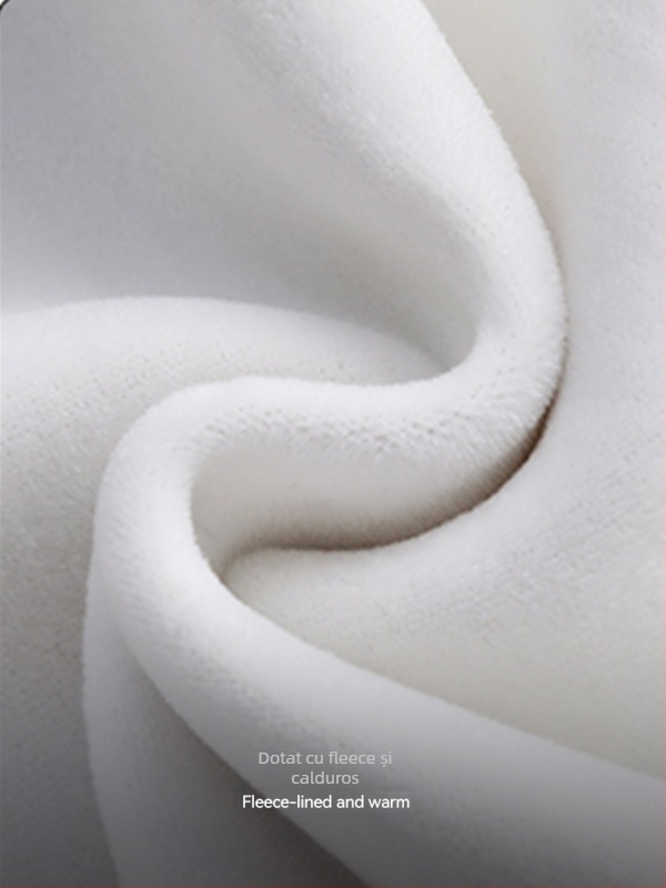 Pantaloni casual de stradă cu dungi contrastante, talie înaltă, croială largă, închidere cu șiret, căptușeală fleece