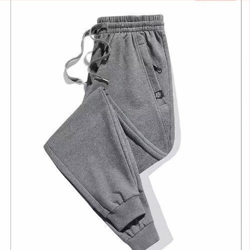 Pantaloni de trening bărbați cu căptușeală fleece, croială lejeră, talie medie cu șnur, material amestec poliester-bumbac, absorbția umezelii