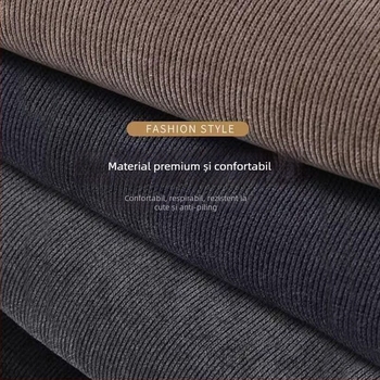 Pantaloni de lucru pentru bărbați cu fleece, croială dreaptă, talie medie, închidere cu șnur, poliester