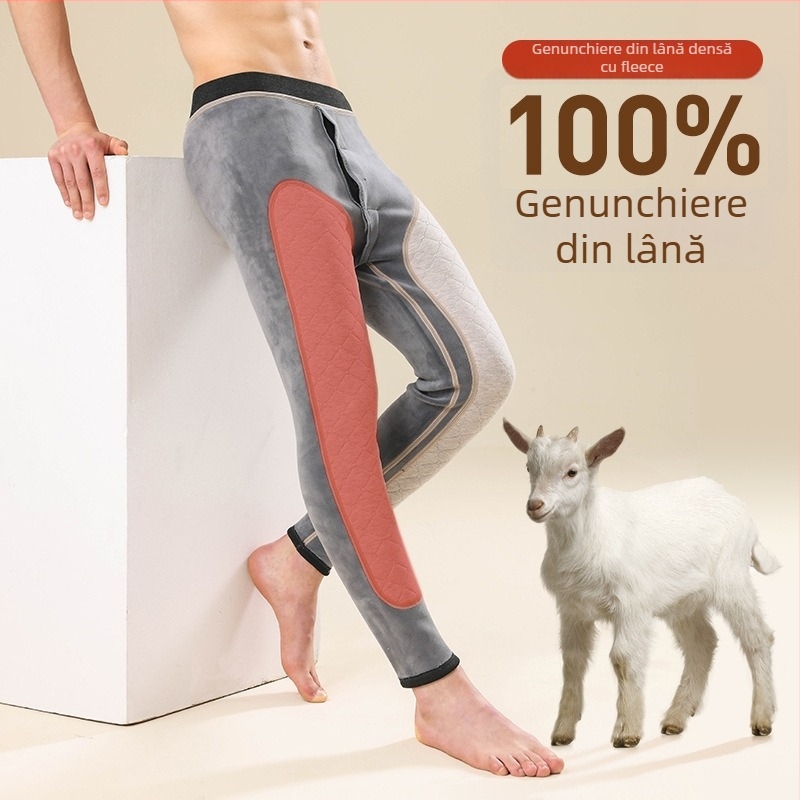 Pantaloni termici unisex cu protecție pentru genunchi și talie, fleece cu trei straturi, țesătură foarte groasă 501–600 g/m², căptușeală de catifea