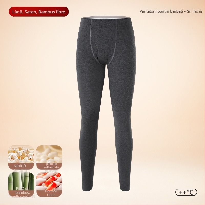 Pantaloni termici pentru bărbați Sky Silkworm Derong țesătură acrilică, dublu strat, grosime extra 301-350 g/m2, căptușeală velur, încălzire