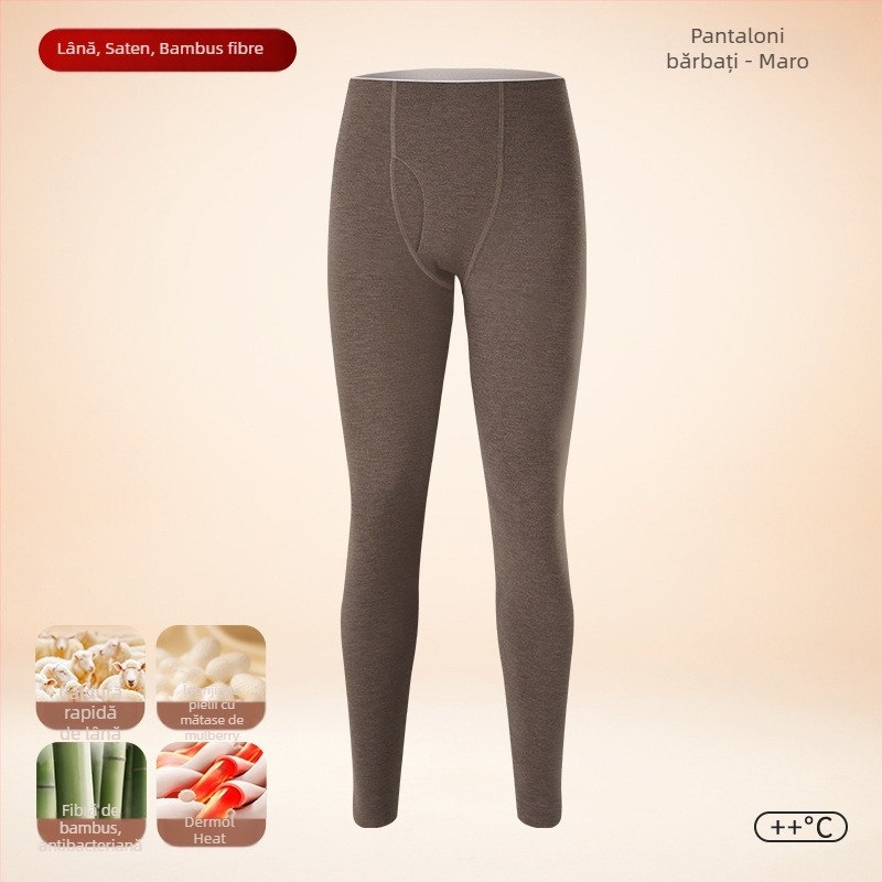 Pantaloni termici pentru bărbați Sky Silkworm Derong țesătură acrilică, dublu strat, grosime extra 301-350 g/m2, căptușeală velur, încălzire