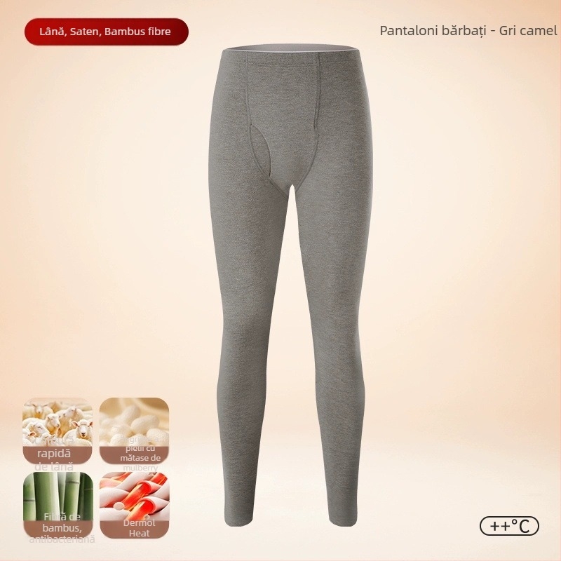 Pantaloni termici pentru bărbați Sky Silkworm Derong țesătură acrilică, dublu strat, grosime extra 301-350 g/m2, căptușeală velur, încălzire