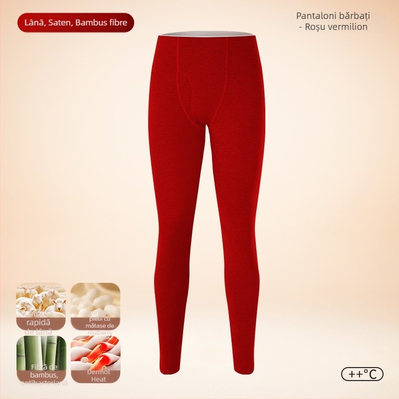 Pantaloni termici pentru bărbați Sky Silkworm Derong țesătură acrilică, dublu strat, grosime extra 301-350 g/m2, căptușeală velur, încălzire