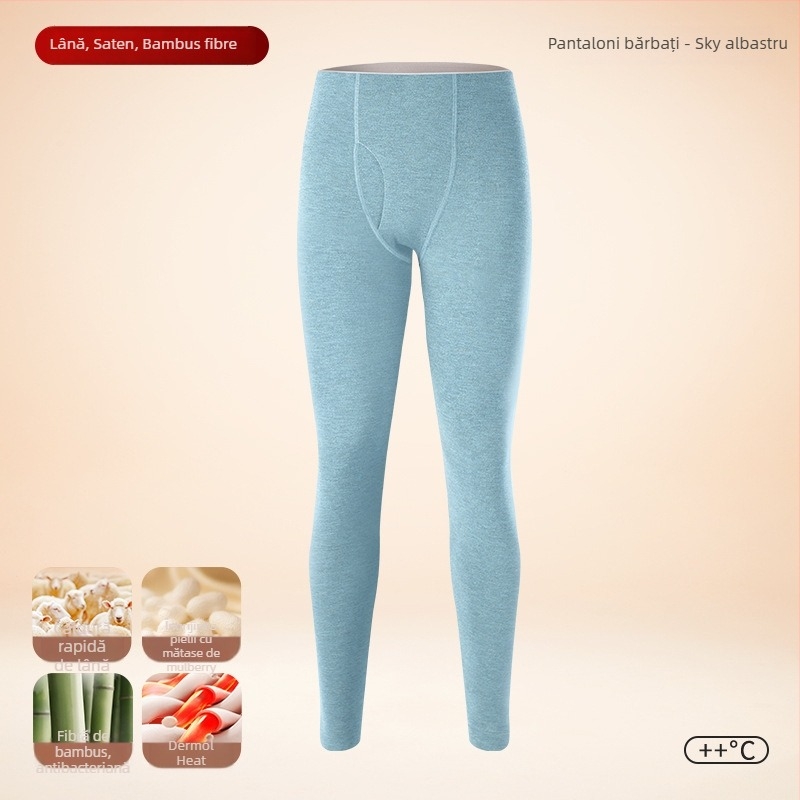 Pantaloni termici pentru bărbați Sky Silkworm Derong țesătură acrilică, dublu strat, grosime extra 301-350 g/m2, căptușeală velur, încălzire