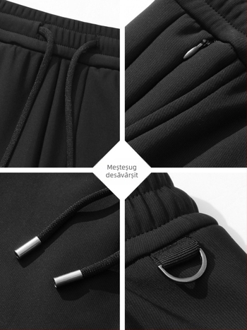 Pantaloni barbatesti cu captuseala de fleece, de iarnă, croi drept, cu curea, pentru barbati de varsta mijlocie, material stretch