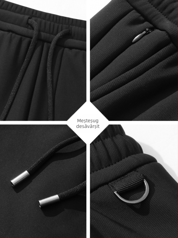 Pantaloni barbatesti cu captuseala de fleece, de iarnă, croi drept, cu curea, pentru barbati de varsta mijlocie, material stretch