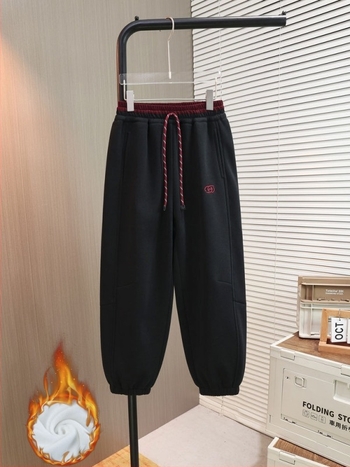 Pantaloni de iarnă pentru copii căptușiți cu fleece, talie medie; 60% bumbac, 40% poliester; strat interior 94% poliester, 6% spandex; pentru băieți de 8 ani și peste