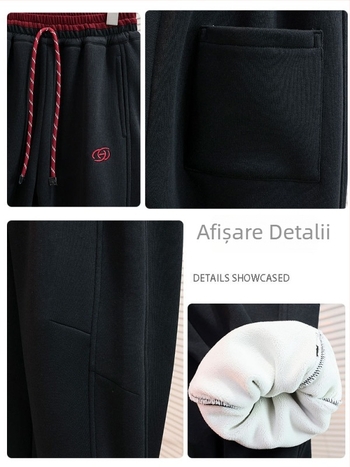 Pantaloni de iarnă pentru copii căptușiți cu fleece, talie medie; 60% bumbac, 40% poliester; strat interior 94% poliester, 6% spandex; pentru băieți de 8 ani și peste