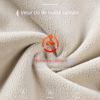 Pantaloni casual bărbați cu căptușeală fleece, poliester 100%, rezistență la vânt și călduroși, talie înaltă, croială dreaptă cu șnur în talie