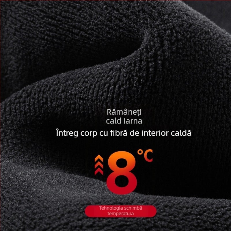 Pantaloni de trening pentru bărbați, căptușiți cu fleece de miel, croială lejeră, talie înaltă, rezistenți la vânt, casual iarnă