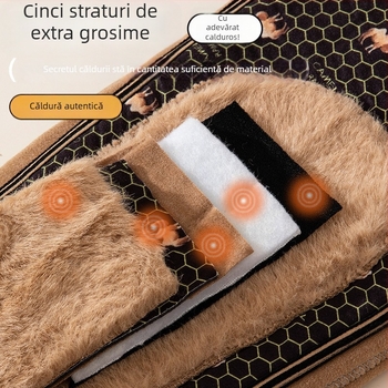 Pantaloni termici pentru bărbați, cu căptușeală fleece extra groasă, talie înaltă, trei straturi de poliester cationic, căptușeală velur, păstrează căldura iarna