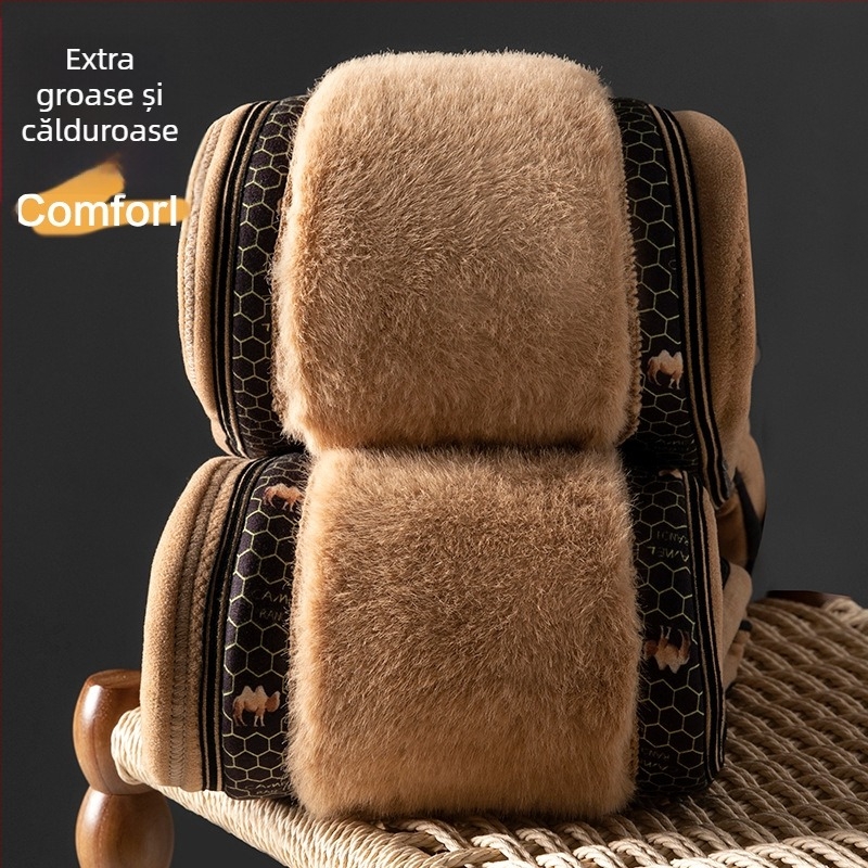 Pantaloni termici pentru bărbați, cu căptușeală fleece extra groasă, talie înaltă, trei straturi de poliester cationic, căptușeală velur, păstrează căldura iarna