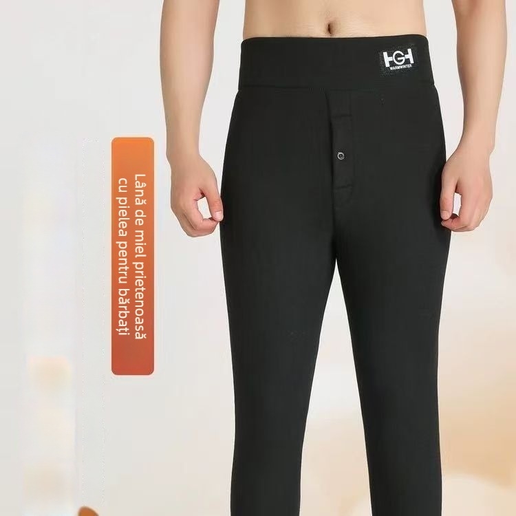 Colanți termici cu fleece, amestec poliesters-elastan, groși și calzi, talie înaltă, croială slim, lungime 9/10