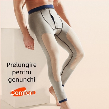 Pantaloni termici de iarnă pentru bărbați, cu fleece gros, poliester cationic 80-90%, fără cusături, mențin căldura