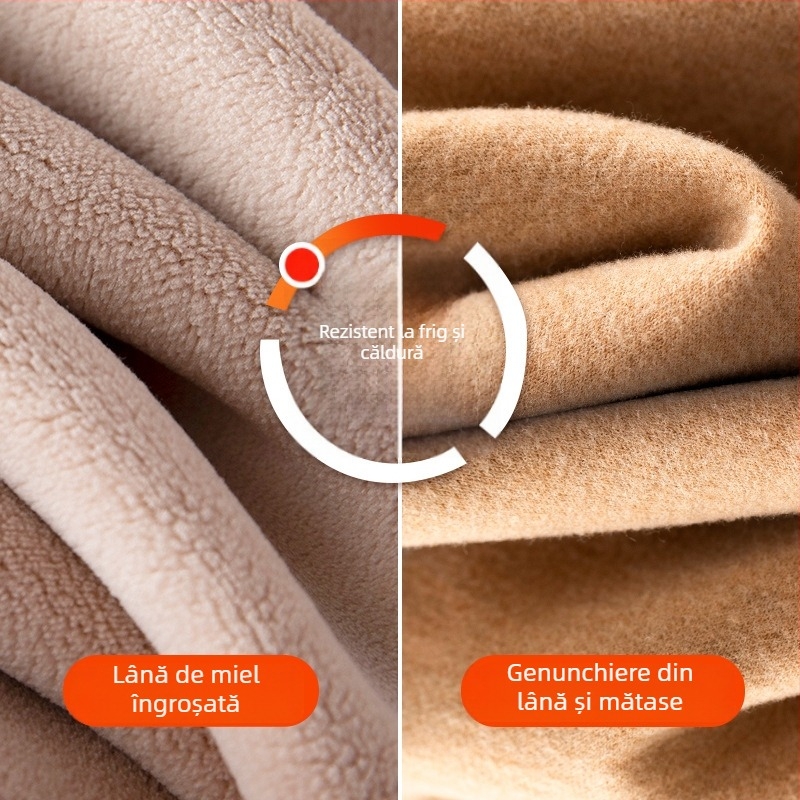 Pantaloni termici de iarnă pentru bărbați, cu fleece gros, poliester cationic 80-90%, fără cusături, mențin căldura