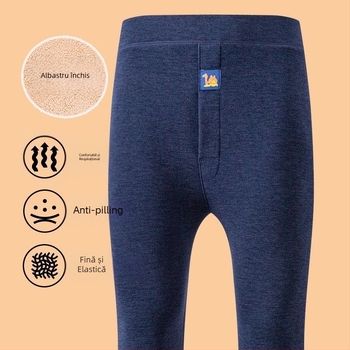 Pantaloni de iarnă pentru bărbați, căptușiți cu fleece, ultra-groși 301–350 g/m², talie înaltă, dublu strat din poliester, calzi