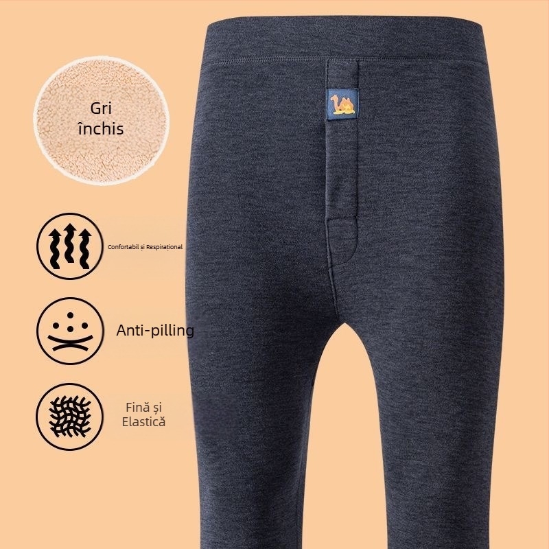 Pantaloni de iarnă pentru bărbați, căptușiți cu fleece, ultra-groși 301–350 g/m², talie înaltă, dublu strat din poliester, calzi