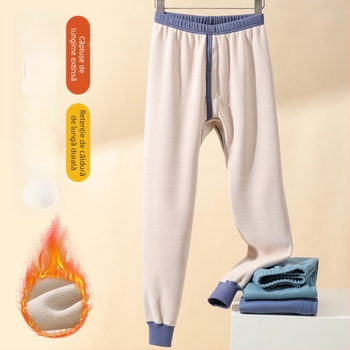 Pantaloni călduroși cu fleece pentru adolescenți băieți – poliester, fleece gros, culoare uni, lungi.