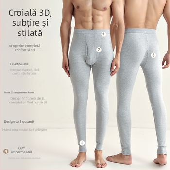 Pantaloni termici pentru bărbați din bumbac 100%, fără cusături, 201–250 g/m², mențin căldura, modelarea corpului