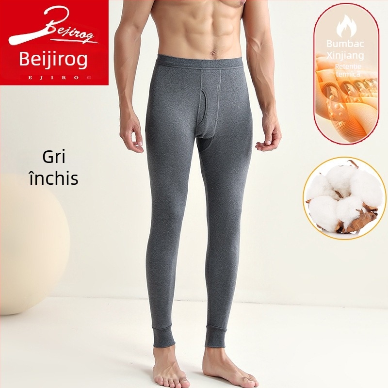 Pantaloni termici pentru bărbați din bumbac 100%, fără cusături, 201–250 g/m², mențin căldura, modelarea corpului