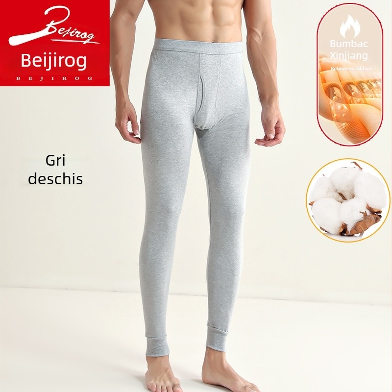 Pantaloni termici pentru bărbați din bumbac 100%, fără cusături, 201–250 g/m², mențin căldura, modelarea corpului